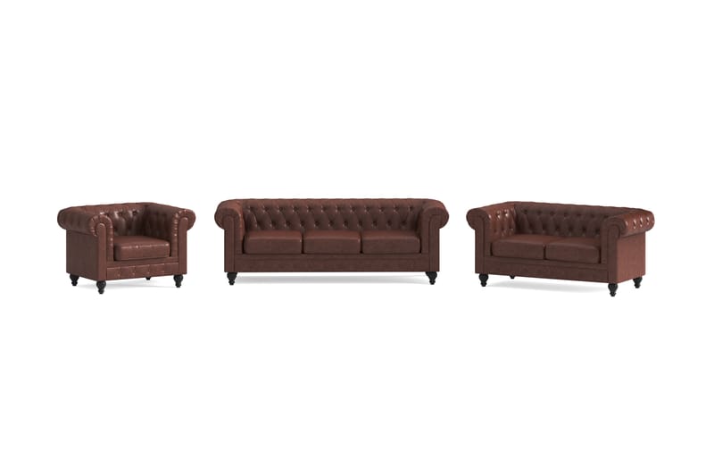 Sofagruppe Walton Lyx 3-seter+2-seter+Lenestol - Brun - Møbler - Sofaer - Sofagrupper - Sofagruppe 3 2 1