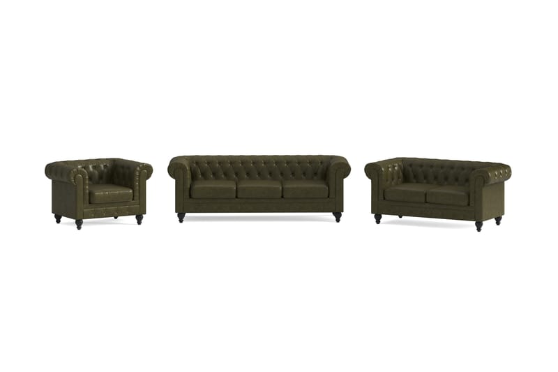 Sofagruppe Walton Lyx 3-seter+2-seter+Lenestol - Grønn - Møbler - Sofaer - Sofagrupper - Sofagruppe 3 2 1