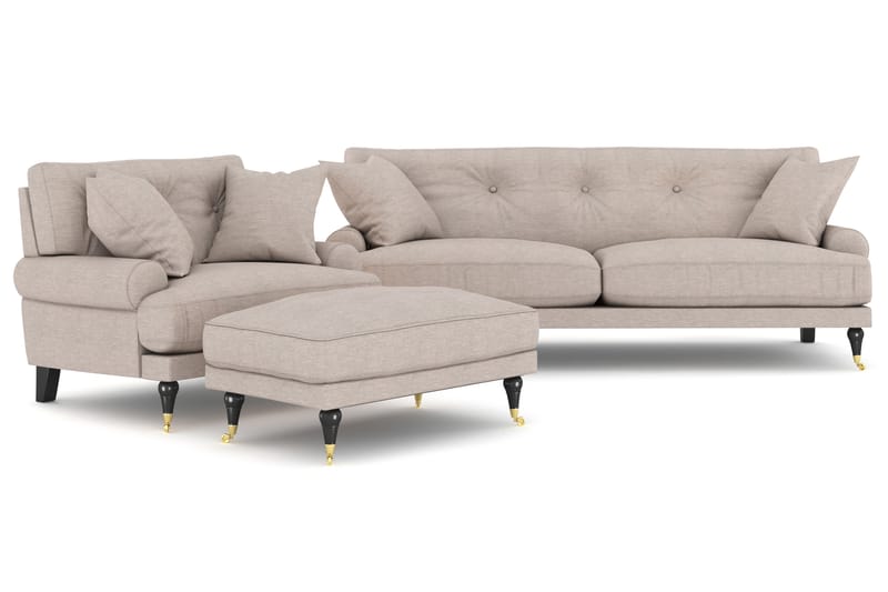 Sofagruppe Webber 2+1 - Beige|Messing - Møbler - Sofaer - Sofagrupper - Howard sofagruppe