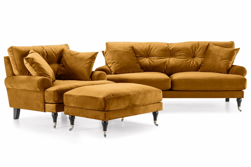 Sofagruppe Webber 2+1 Fløyel - Amber|Krom - Møbler - Sofaer - Sofagrupper - Howard sofagruppe