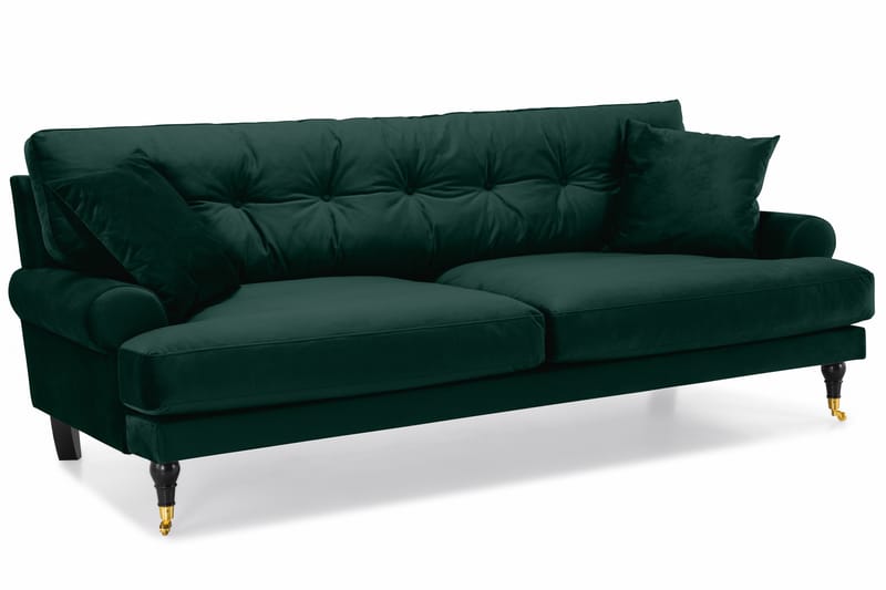 Sofagruppe Webber 2+1 Fløyel - Mørkgrønn|Messing - Møbler - Sofaer - Sofagrupper - Howard sofagruppe