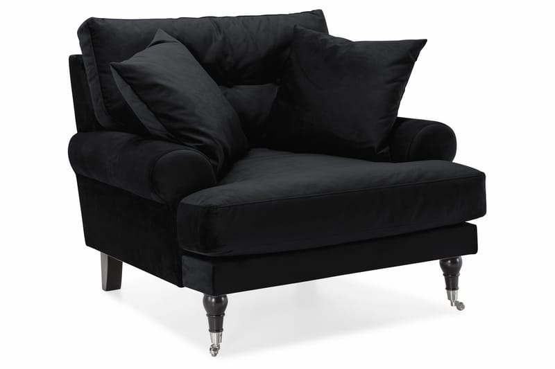 Sofagruppe Webber 2+1 Fløyel - Svart|Krom - Møbler - Sofaer - Sofagrupper - Howard sofagruppe