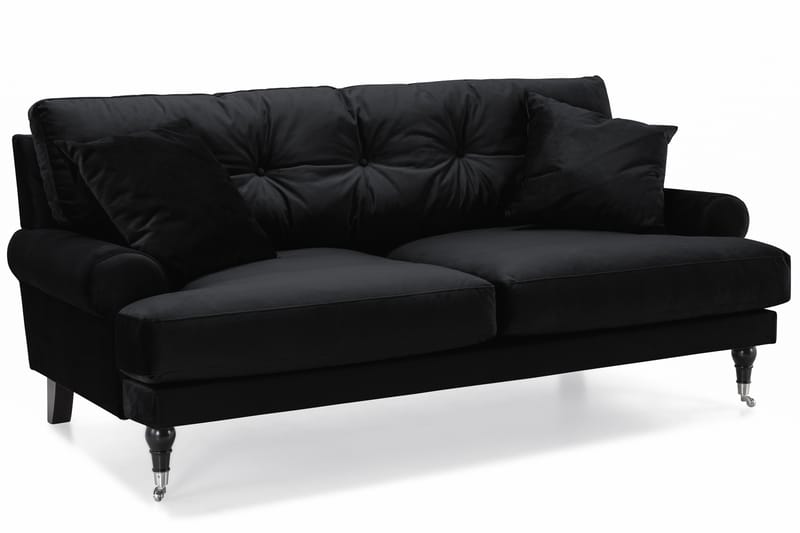 Sofagruppe Webber 2+1 Fløyel - Svart|Krom - Møbler - Sofaer - Sofagrupper - Howard sofagruppe