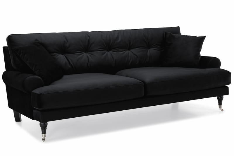 Sofagruppe Webber 2+1 Fløyel - Svart|Krom - Møbler - Sofaer - Sofagrupper - Howard sofagruppe