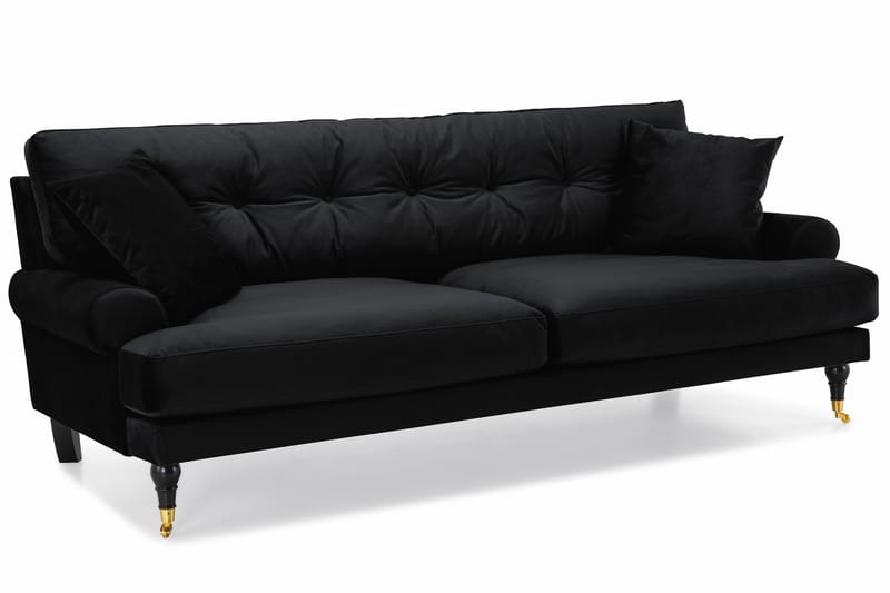 Sofagruppe Webber 2+1 Fløyel - Svart|Messing - Møbler - Sofaer - Sofagrupper - Howard sofagruppe