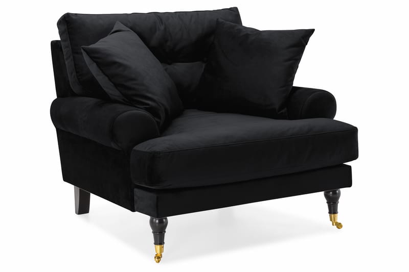 Sofagruppe Webber 2+1 Fløyel - Svart|Messing - Møbler - Sofaer - Sofagrupper - Howard sofagruppe