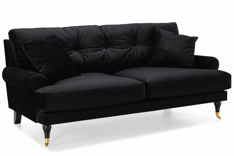 Sofagruppe Webber 2+1 Fløyel - Svart|Messing - Møbler - Sofaer - Sofagrupper - Howard sofagruppe