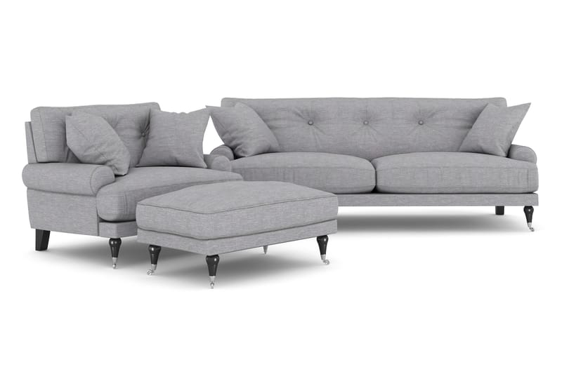 Sofagruppe Webber 2+1 - Lysgrå|Krom - Møbler - Sofaer - Sofagrupper - Howard sofagruppe