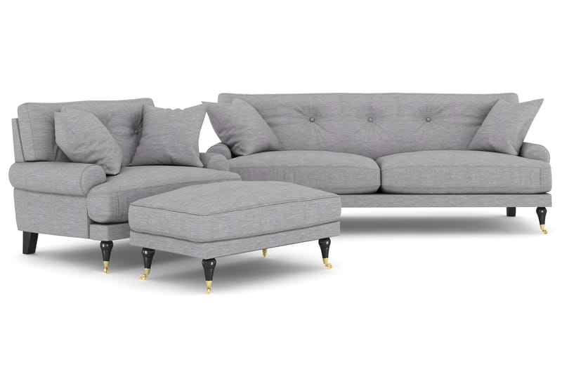 Sofagruppe Webber 2+1 - Lysgrå|Messing - Møbler - Sofaer - Sofagrupper - Howard sofagruppe