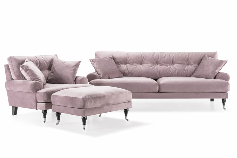 Sofagruppe Webber 3+1 Fløyel - Lilla|Krom - Møbler - Sofaer - Sofagrupper - Howard sofagruppe