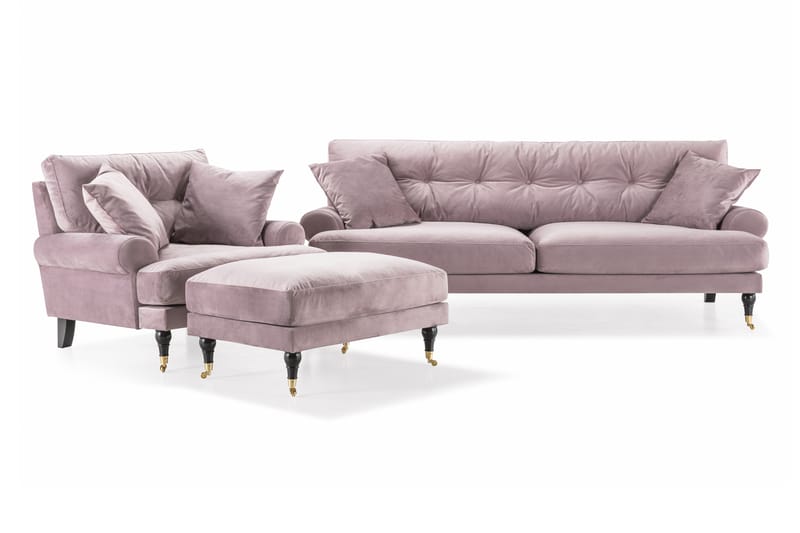 Sofagruppe Webber 3+1 Fløyel - Lilla|Messing - Møbler - Sofaer - Sofagrupper - Howard sofagruppe