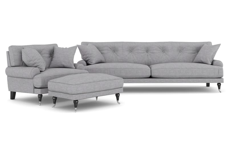 Sofagruppe Webber 3+1 - Lysgrå|Krom - Møbler - Sofaer - Sofagrupper - Howard sofagruppe