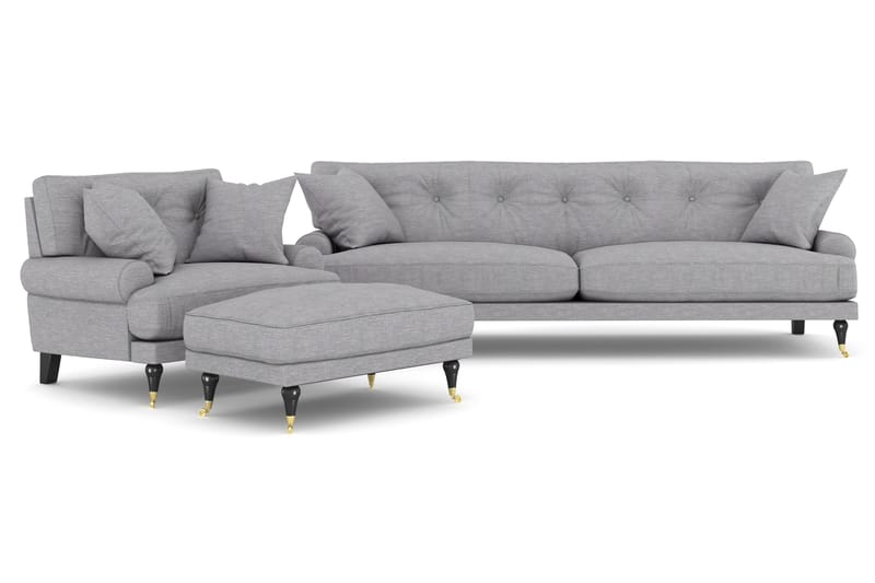 Sofagruppe Webber 3+1 - Lysgrå|Messing - Møbler - Sofaer - Sofagrupper - Howard sofagruppe