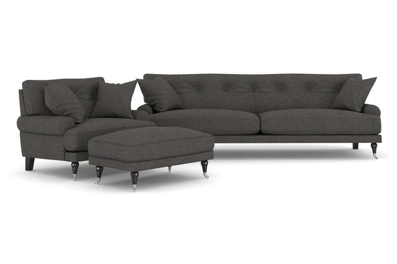 Sofagruppe Webber 3+1 - Mørkgrå|Krom - Møbler - Sofaer - Sofagrupper - Howard sofagruppe