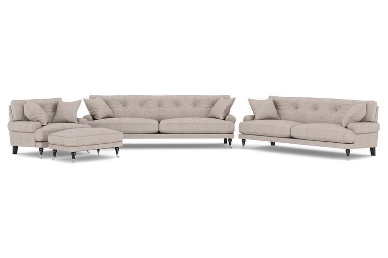 Sofagruppe Webber 3+2+1 - Beige|Krom - Møbler - Sofaer - Sofagrupper - Howard sofagruppe