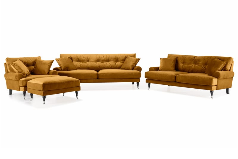 Sofagruppe Webber 3+2+1 Fløyel - Amber|Krom - Møbler - Sofaer - Sofagrupper - Howard sofagruppe