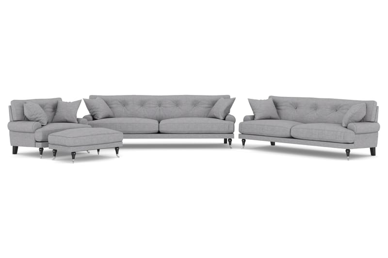 Sofagruppe Webber 3+2+1 - Lysgrå|Krom - Møbler - Sofaer - Sofagrupper - Howard sofagruppe