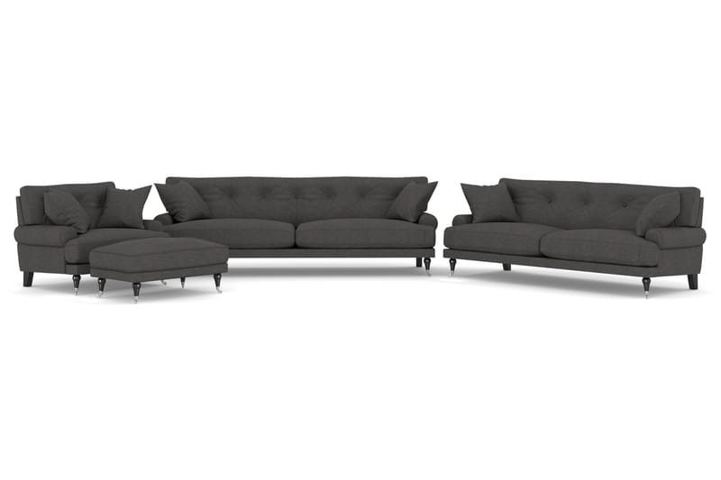 Sofagruppe Webber 3+2+1 - Mørkgrå|Krom - Møbler - Sofaer - Sofagrupper - Howard sofagruppe