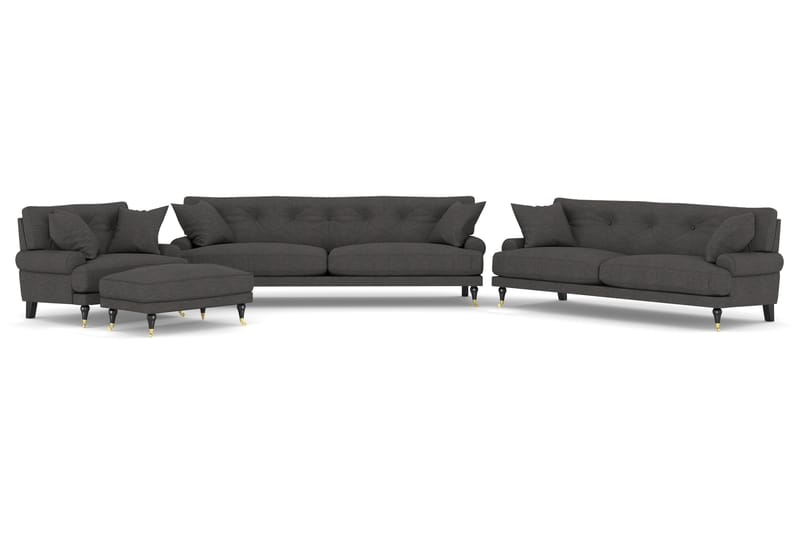 Sofagruppe Webber 3+2+1 - Mørkgrå|Messing - Møbler - Sofaer - Sofagrupper - Howard sofagruppe