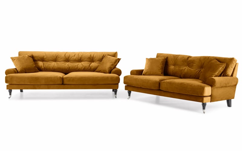 Sofagruppe Webber 3+2 Fløyel - Amber|Krom - Møbler - Sofaer - Sofagrupper - Howard sofagruppe