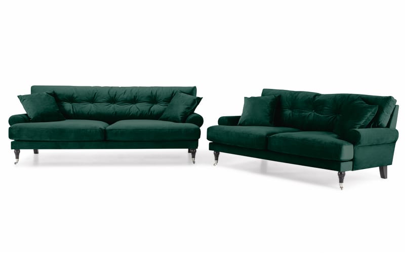 Sofagruppe Webber 3+2 Fløyel - Mørkgrønn|Krom - Møbler - Sofaer - Sofagrupper - Howard sofagruppe