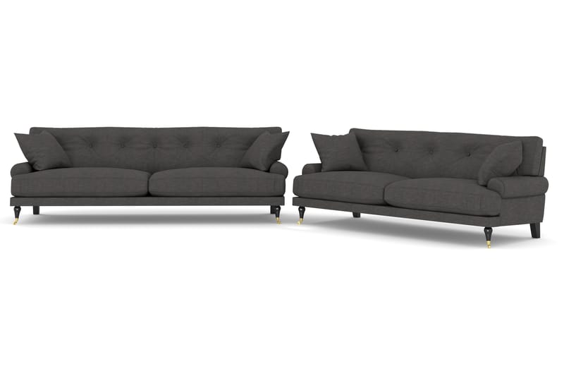 Sofagruppe Webber 3+2 - Mørkgrå|Messing - Møbler - Sofaer - Sofagrupper - Howard sofagruppe