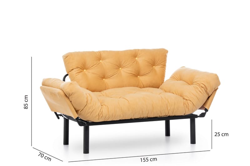 2-seter Sovesofa Aitze - Gul - Møbler - Sofaer - Sovesofaer - 2 seters sovesofa