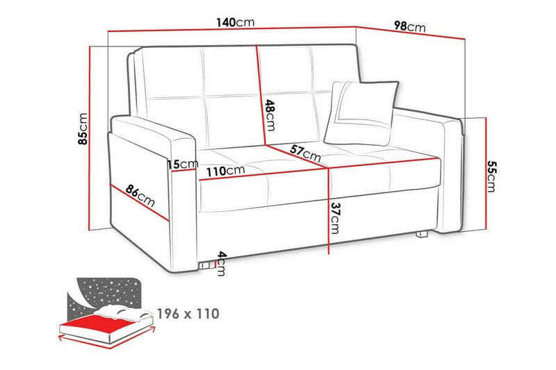 2-seters Sovesofa Denegal - Brun - Møbler - Sofaer - Sovesofaer - 2 seters sovesofa