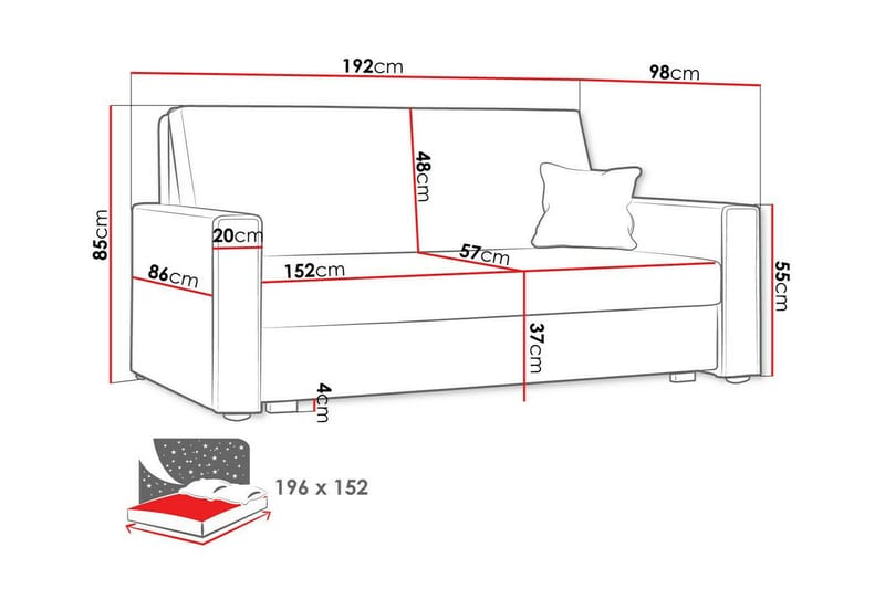 2-seters Sovesofa Denegal - Brun - Møbler - Sofaer - Sovesofaer - 2 seters sovesofa