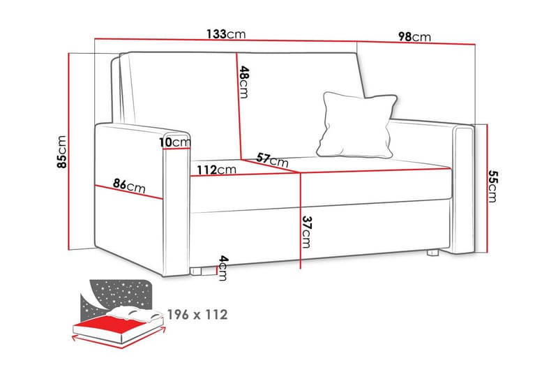 2-seters Sovesofa Denegal - Brun - Møbler - Sofaer - Sovesofaer - 2 seters sovesofa