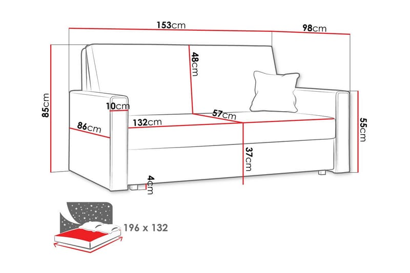 2-seters Sovesofa Denegal - Brun - Møbler - Sofaer - Sovesofaer - 2 seters sovesofa