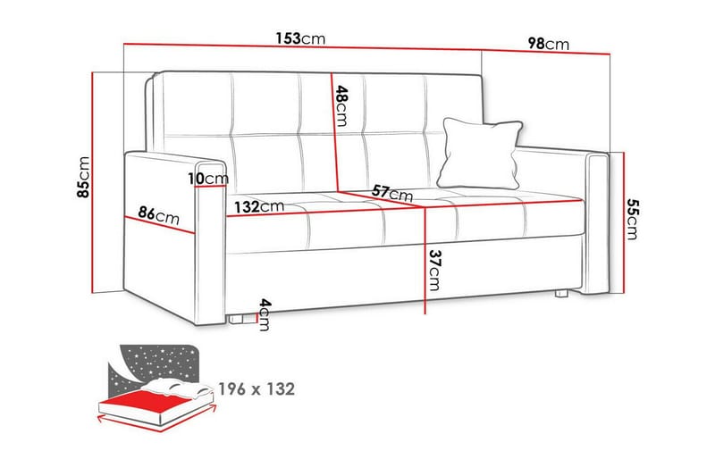 2-seters Sovesofa Denegal - Brun - Møbler - Sofaer - Sovesofaer - 2 seters sovesofa