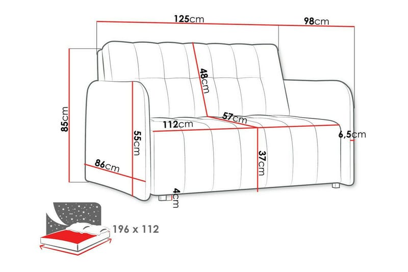 2-seters Sovesofa Denegal - Grå - Møbler - Sofaer - Sovesofaer - 2 seters sovesofa