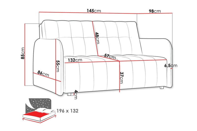 2-seters Sovesofa Denegal - Grå - Møbler - Sofaer - Sovesofaer - 2 seters sovesofa