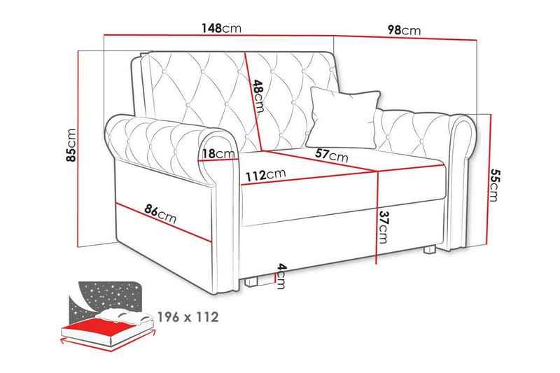 2-seters Sovesofa Denegal - Grå - Møbler - Sofaer - Sovesofaer - 2 seters sovesofa