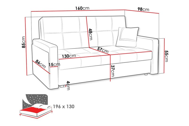 2-seters Sovesofa Denegal - Grøn - Møbler - Sofaer - Sovesofaer - 2 seters sovesofa