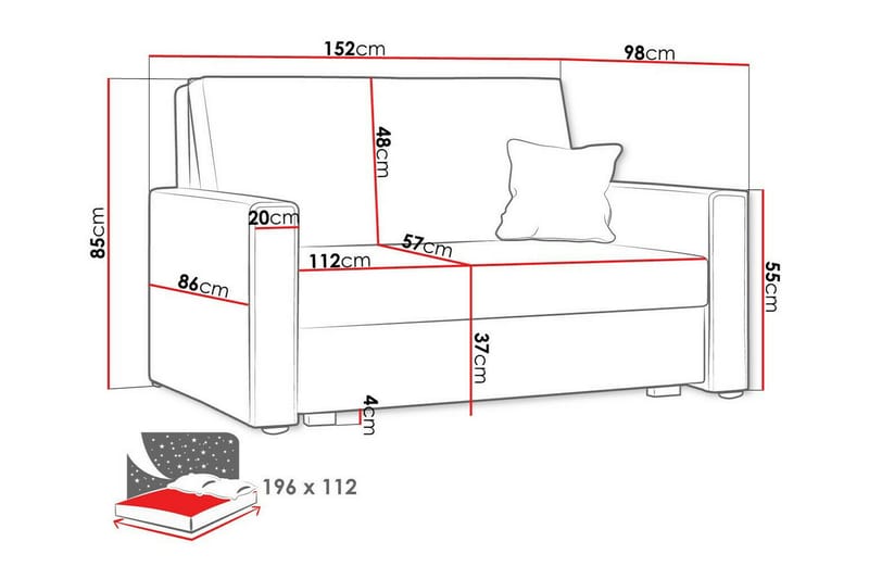 2-seters Sovesofa Denegal - Grøn - Møbler - Sofaer - Sovesofaer - 2 seters sovesofa