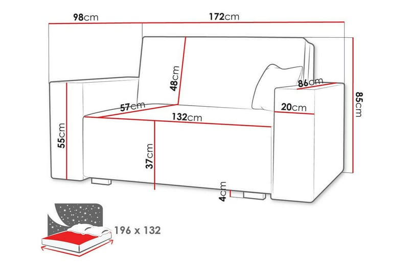 2-seters Sovesofa Denegal - Grøn - Møbler - Sofaer - Sovesofaer - 2 seters sovesofa