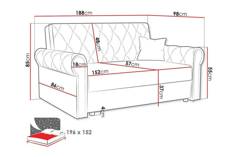 2-seters Sovesofa Denegal - Grøn - Møbler - Sofaer - Sovesofaer - 2 seters sovesofa