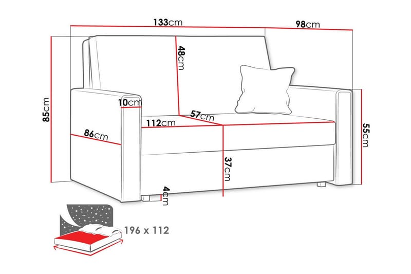 2-seters Sovesofa Denegal - Gul - Møbler - Sofaer - Sovesofaer - 2 seters sovesofa