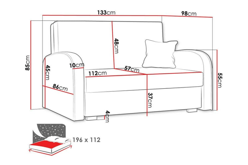 2-seters Sovesofa Denegal - Lyseblå/Mørkeblå - Møbler - Sofaer - Sovesofaer - 2 seters sovesofa