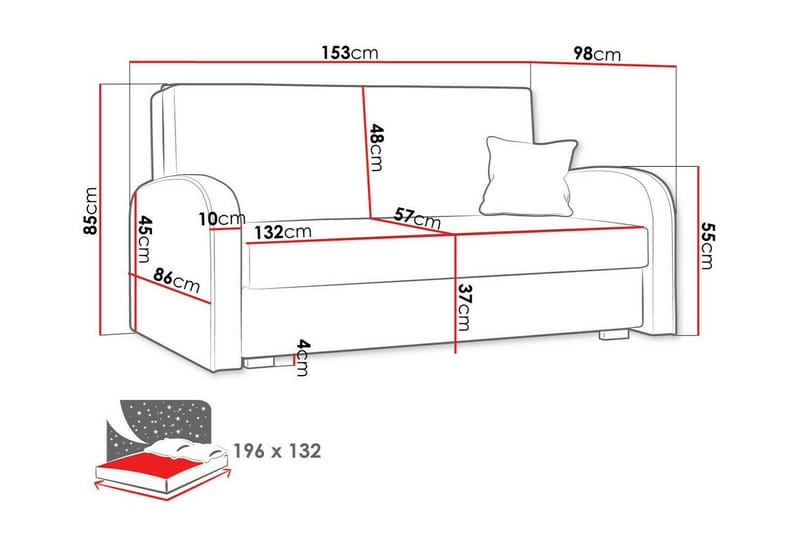 2-seters Sovesofa Denegal - Lyseblå/Mørkeblå - Møbler - Sofaer - Sovesofaer - 2 seters sovesofa