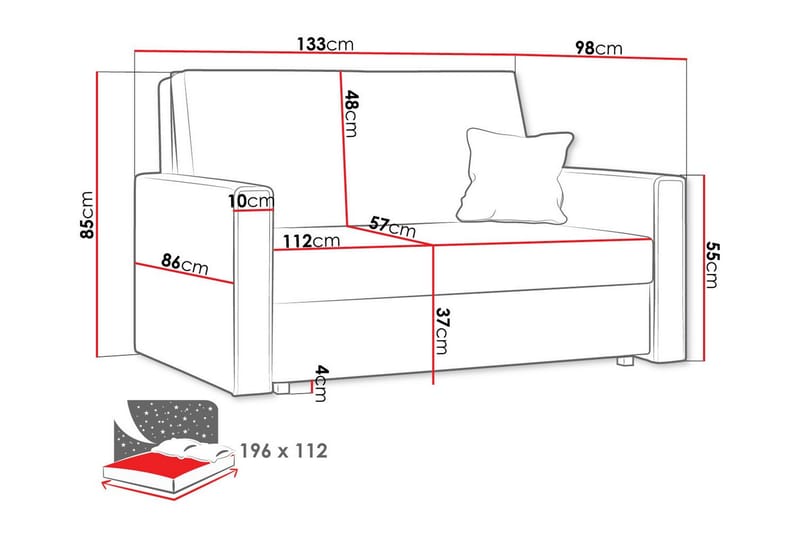 2-seters Sovesofa Denegal - Lysegrå - Møbler - Sofaer - Sovesofaer - 2 seters sovesofa