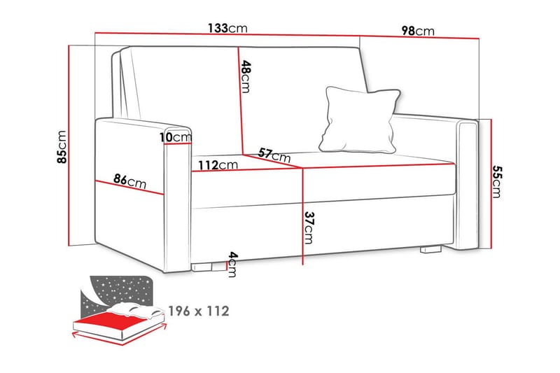 2-seters Sovesofa Denegal - Lysegrå - Møbler - Sofaer - Sovesofaer - 2 seters sovesofa