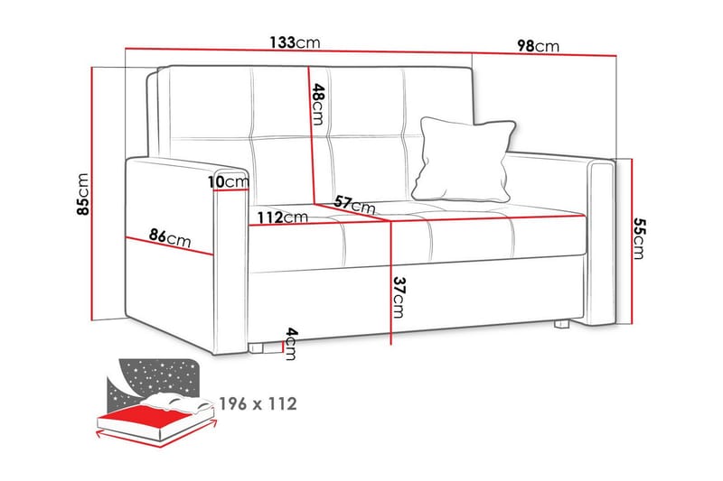 2-seters Sovesofa Denegal - Lysegrå - Møbler - Sofaer - Sovesofaer - 2 seters sovesofa