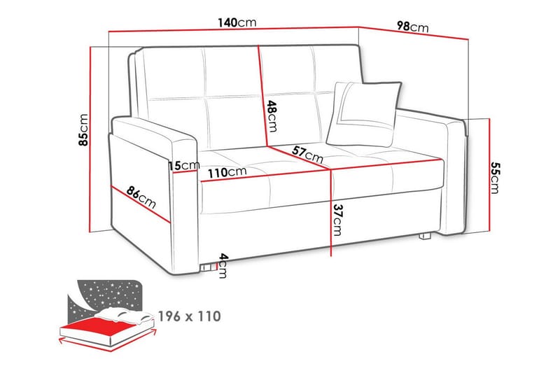 2-seters Sovesofa Denegal - Lysegrå/Mørkegrå - Møbler - Sofaer - Sovesofaer - 2 seters sovesofa