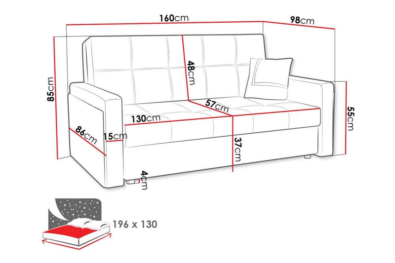 2-seters Sovesofa Denegal - Lysegrå/Mørkegrå - Møbler - Sofaer - Sovesofaer - 2 seters sovesofa