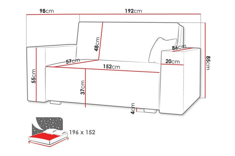 2-seters Sovesofa Denegal - Lysegrå/Mørkegrå - Møbler - Sofaer - Sovesofaer - 2 seters sovesofa