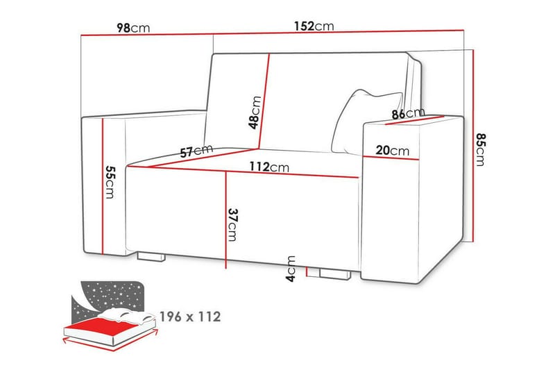 2-seters Sovesofa Denegal - Lysegrønn - Møbler - Sofaer - Sovesofaer - 2 seters sovesofa