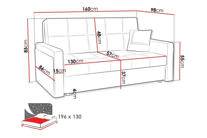 2-seters Sovesofa Denegal - Mørkeblå - Møbler - Sofaer - Sovesofaer - 2 seters sovesofa